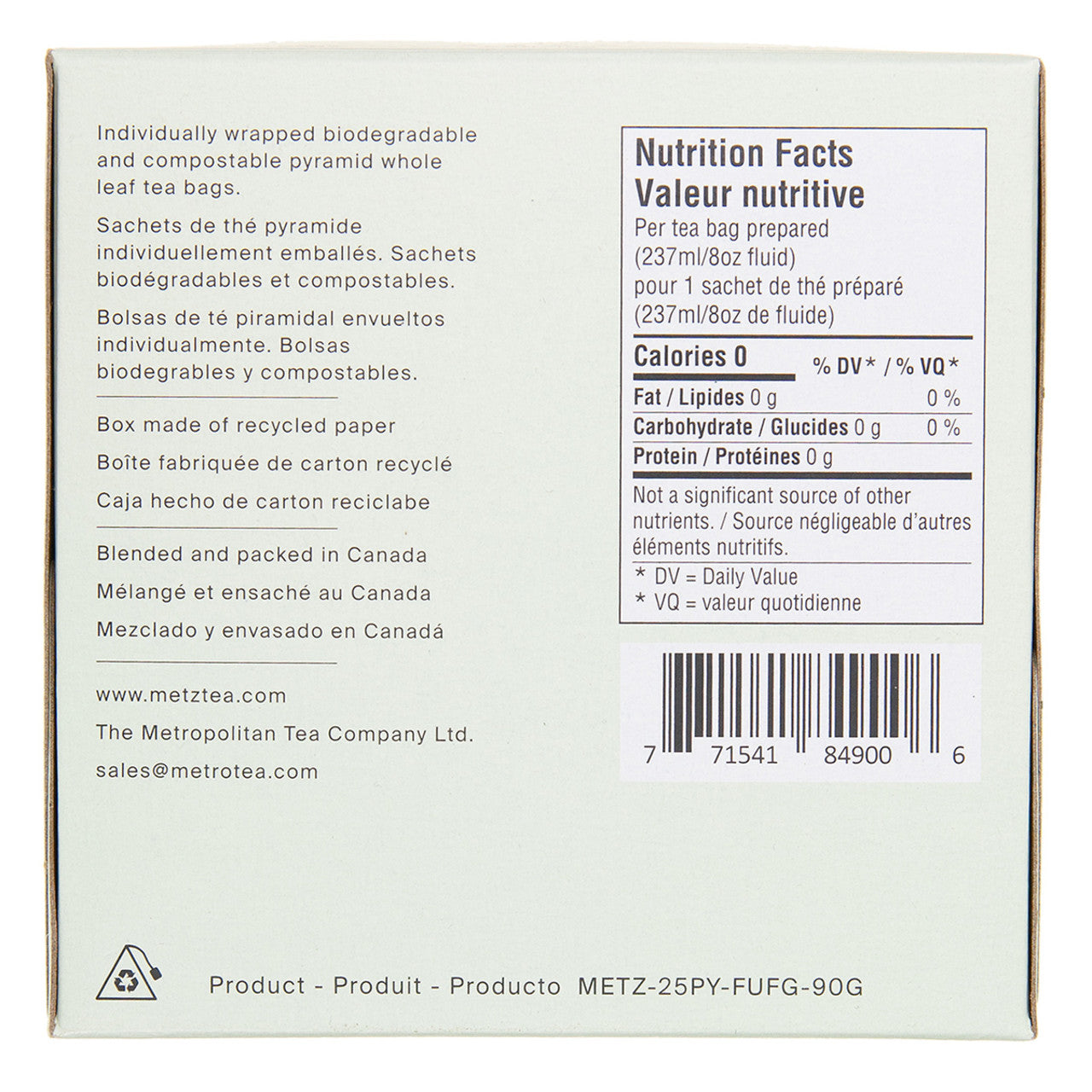 Metz Cucumber Melon Tea - 25 count