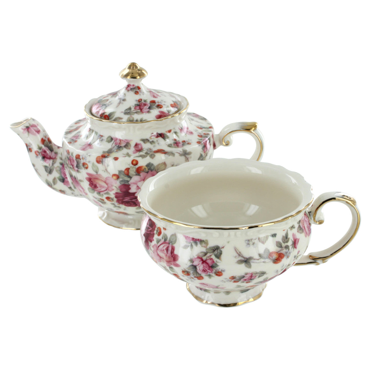 Pink Peony Chintz Porcelain - Tea for One