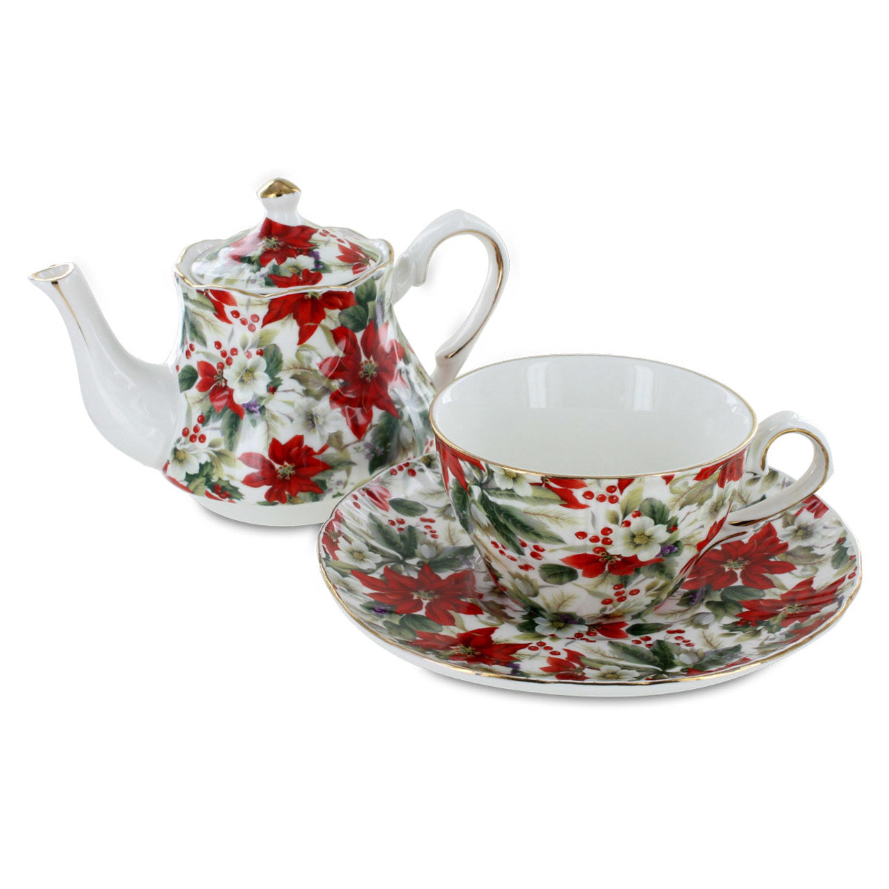 Cup of Christmas Porcelain Tea for One