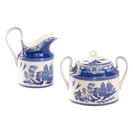 Blue Willow Bone China - Sugar and Creamer Set