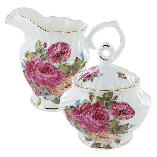 Sandra's Rose Bone China - Sugar and Creamer Set - Image 1