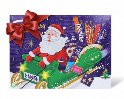 bow added to the box of Cadbury Santa collection candy bars.