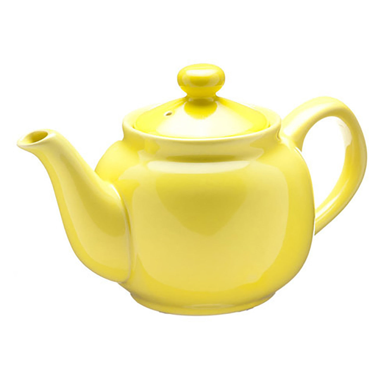 Yellow teapot on a white background