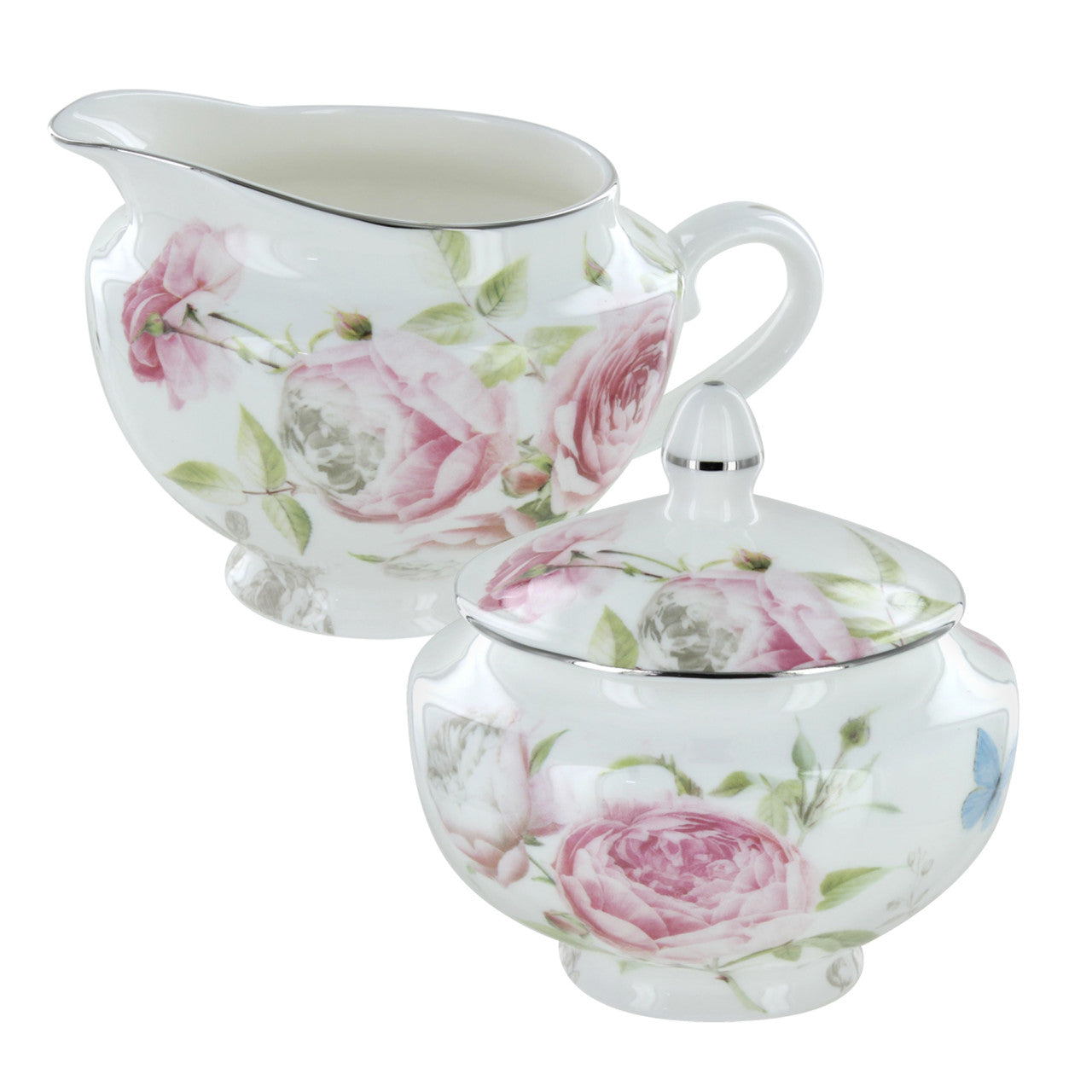 Beau Rose Bone China - Sugar and Creamer Set - Image 1