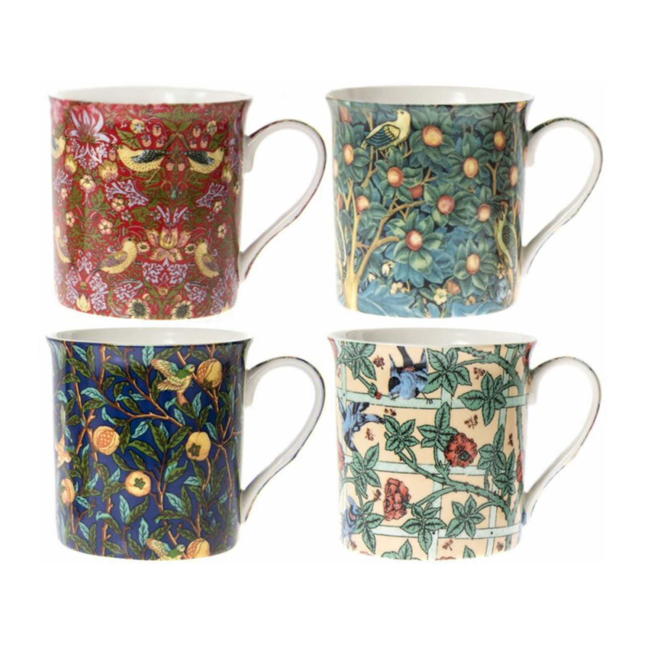 William Morris 'Birds' Mugs Set of 4