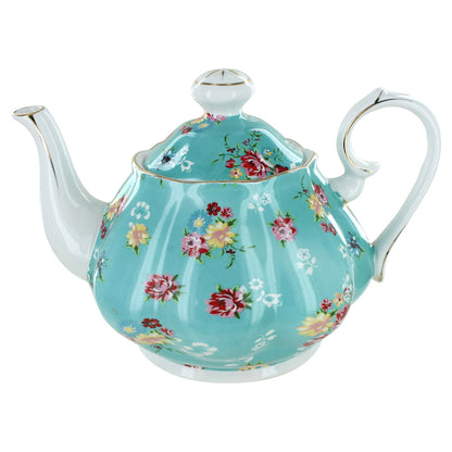 Shabby Rose Turquoise Porcelain Tea Set - Image 2