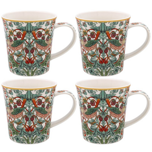 William Morris 'Strawberry Thief' Mugs Set of 4 - White - Image 1