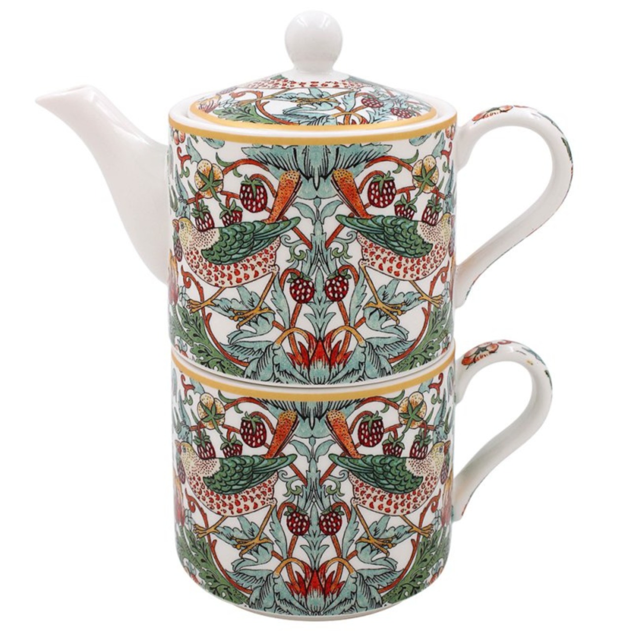 William Morris 'Strawberry Thief' Tea for One - White