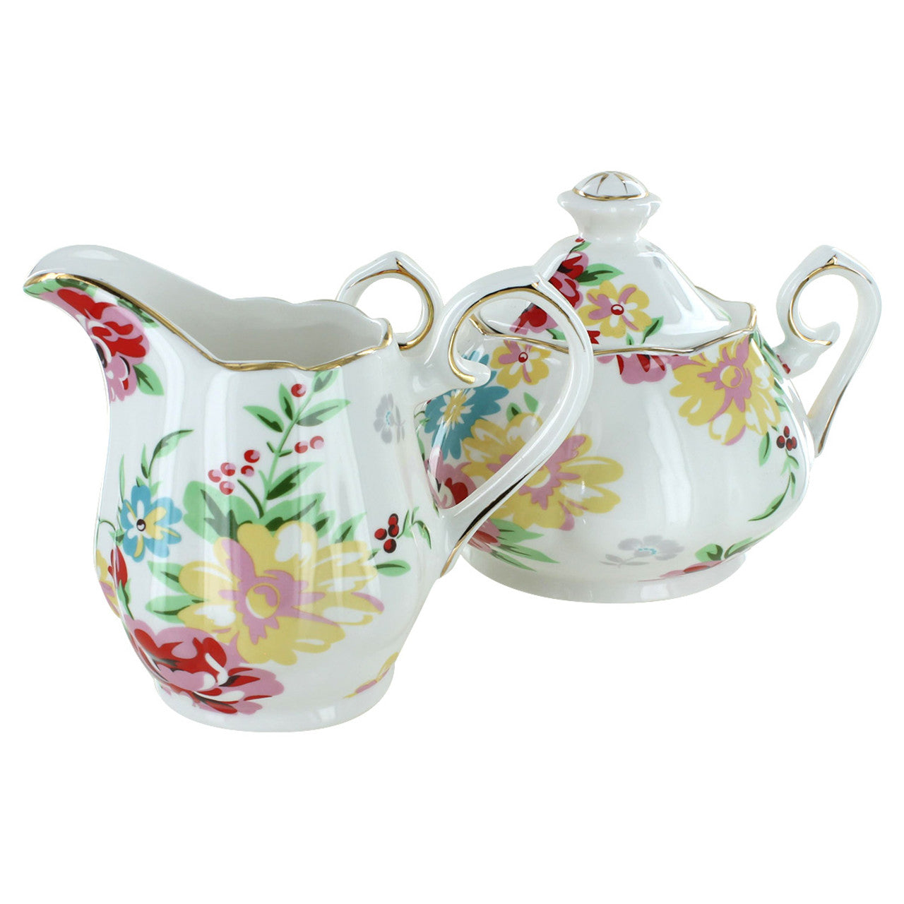 Shabby Rose Cream Porcelain - Sugar and Creamer Set