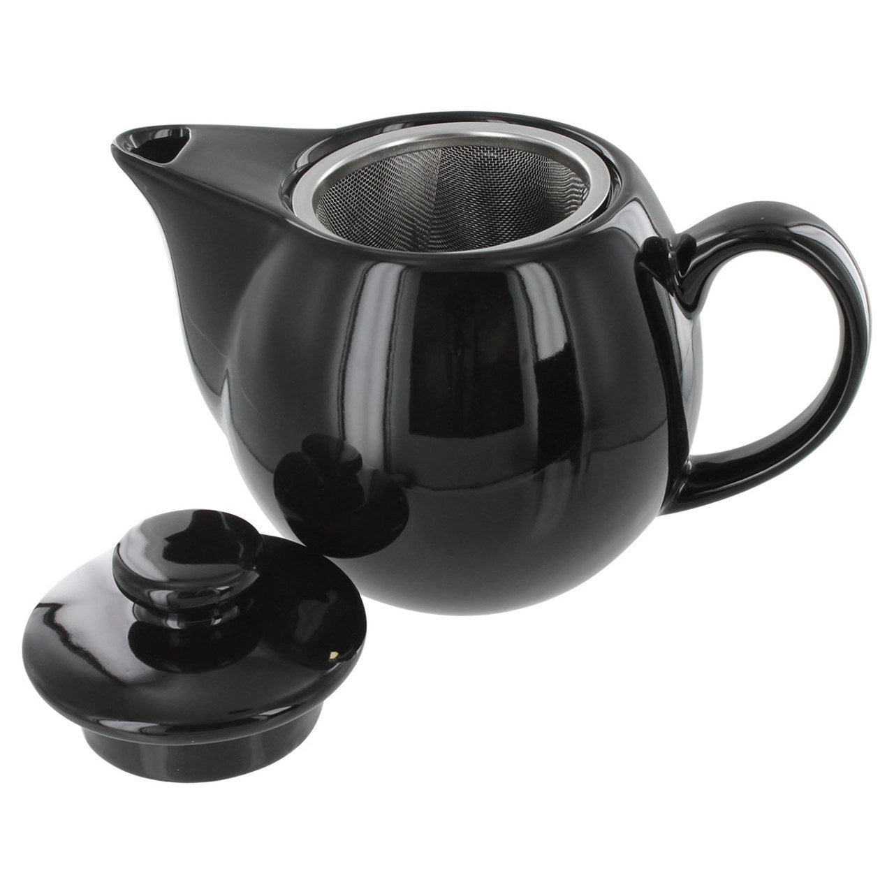 Teaz Cafe Teapot with Stainless Steel Infuser - 14oz - Black - Image 1
