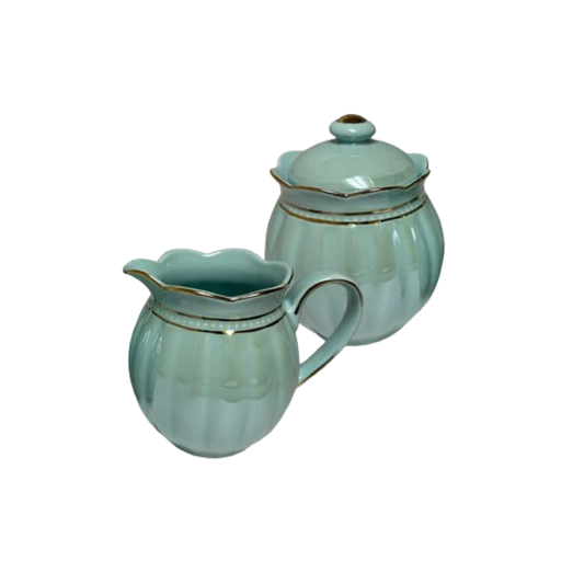 Luster Gold - Turquoise - Sugar and Creamer Set
