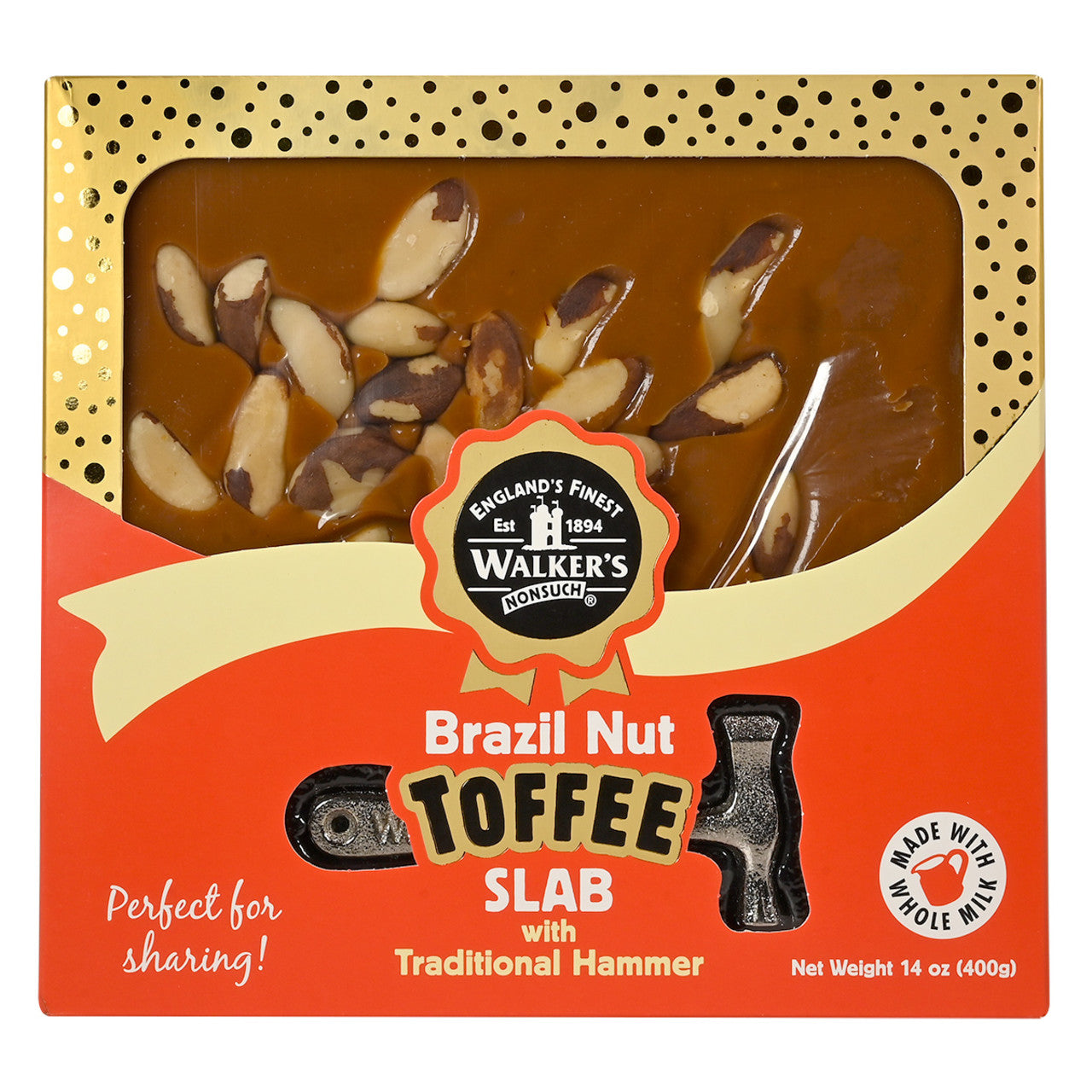 Walkers Nonsuch Brazil Nut Toffee Slab Hammer Pack - 14oz (400g)