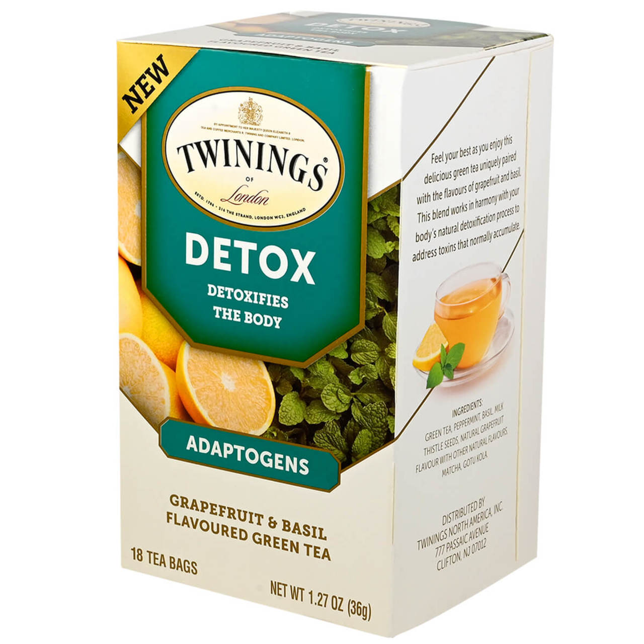 Twinings Superblends Adaptogens Green Tea - Detox - Grapefruit & Basil  - 18 Count
