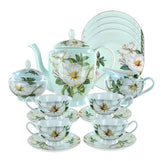 Blue Magnolia Bone China Tea Set