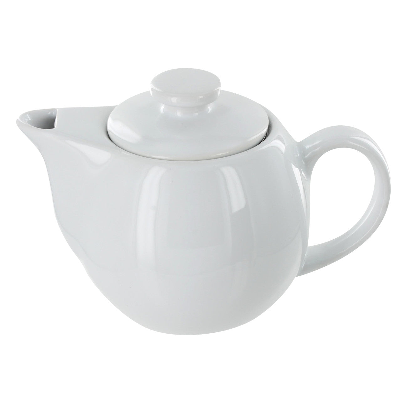 White ceramic teapot with lid on a white background