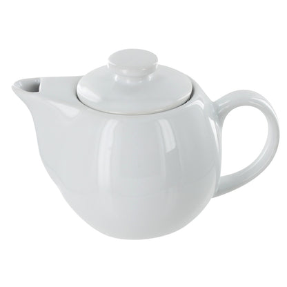 White ceramic teapot with lid on a white background