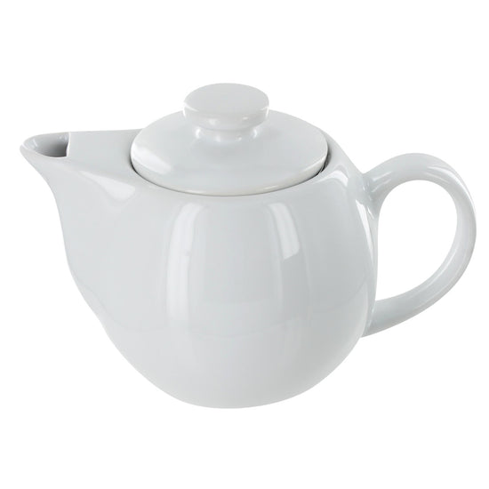 White ceramic teapot with lid on a white background